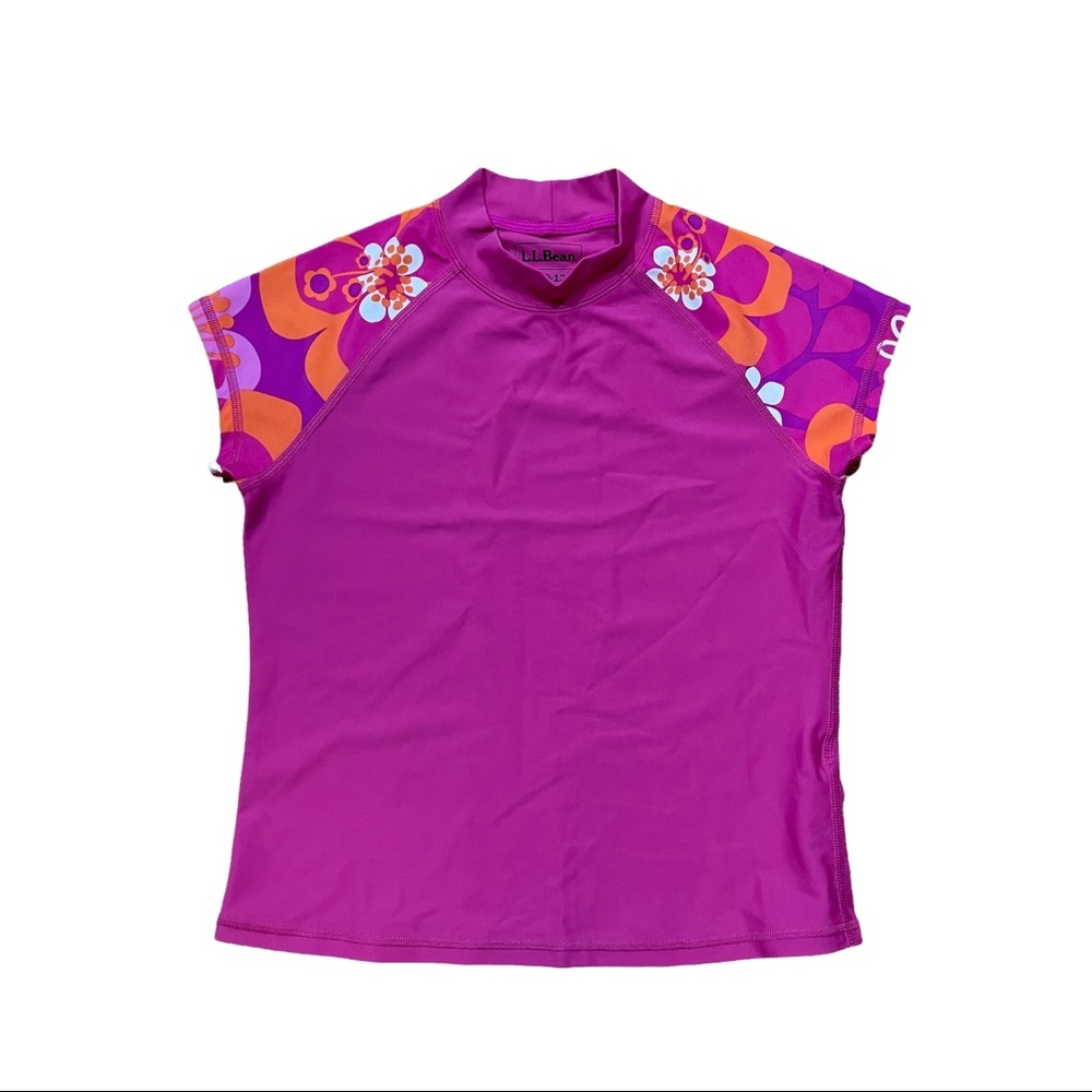 LL Bean Rashguard Girl Size M 10/12 Pink UPF 50+ WORN ONCE